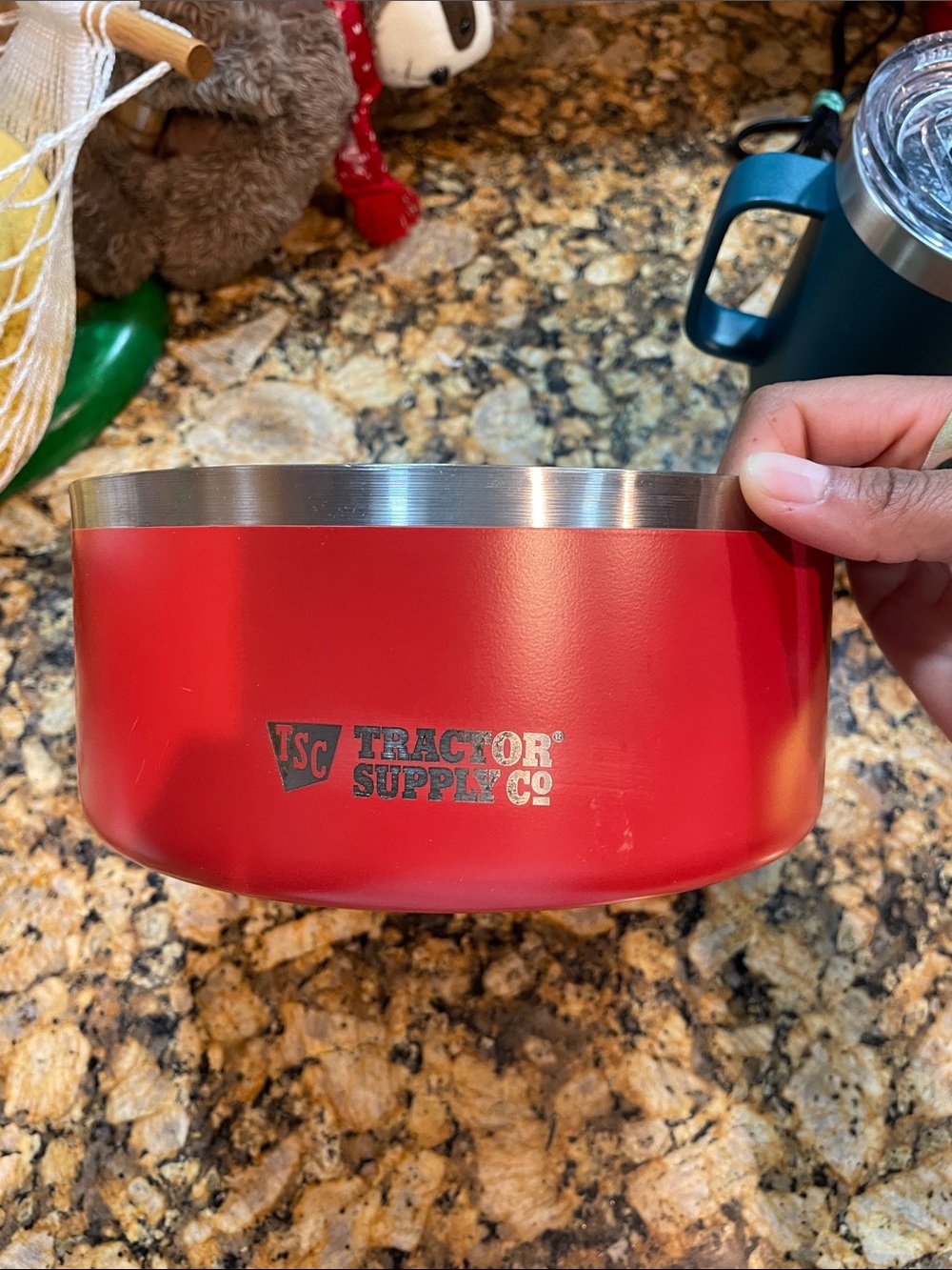 Tractor Supply Co Red Stainless Steel Dog Bowl